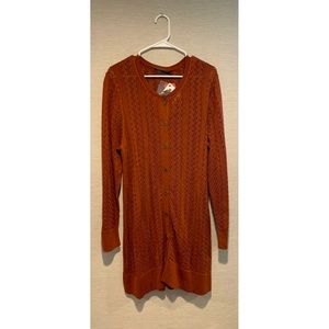 Peruvian Connection Orange Knit Button Up Sweater